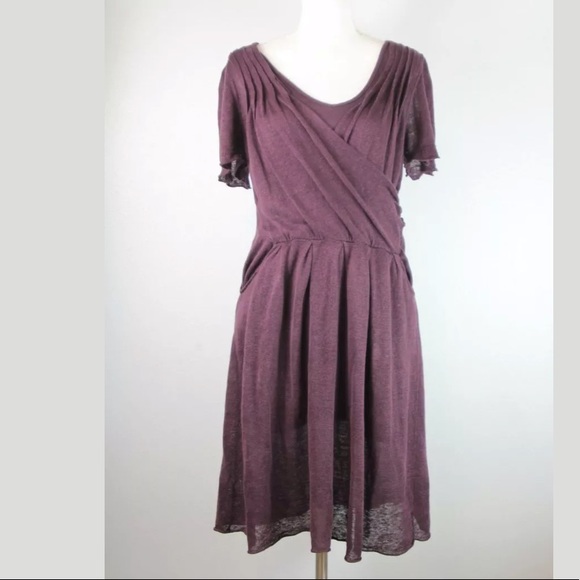 Anthropologie Linen Blend Sweater Sideswept Dress - Picture 8 of 8